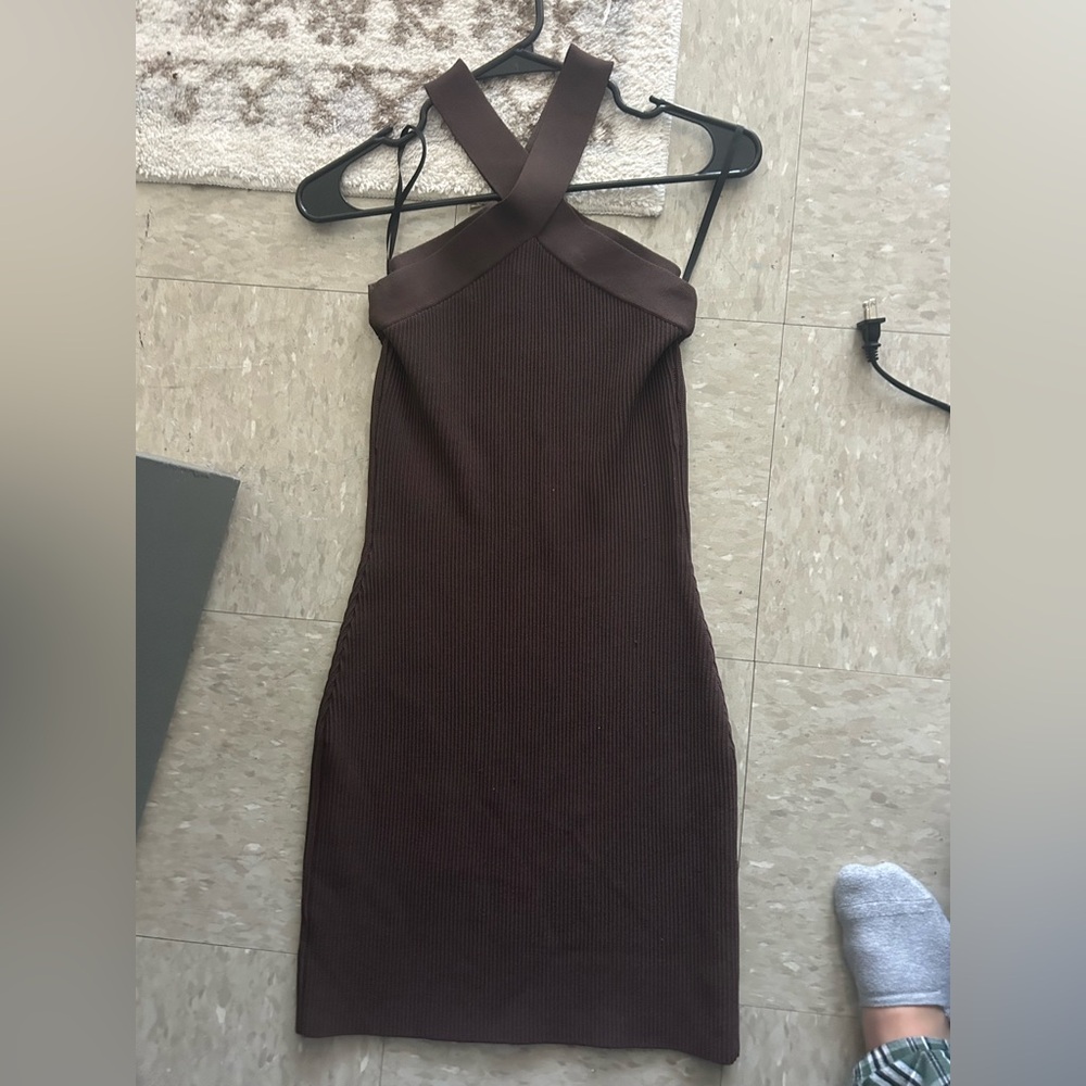 Aritzia Babaton contour Brown Halter Dress